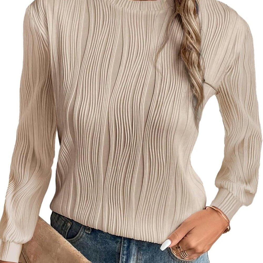Womens Tops Trendy Dressy Casual Long Sleeve Crewneck Basic T Shirts Solid Loose